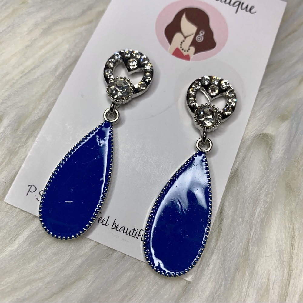 Blue and Silver drop earrings